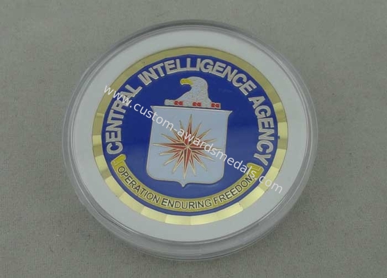 Central Intelligence Agency Brass Military Coin , Soft Enamel And Gold Plating