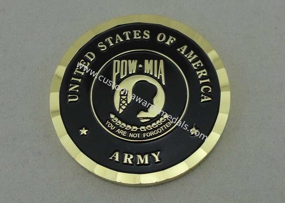 Gold 2.0 Inch Personalized Coins , Brass POW MIA Coin You Are Not Forgotten