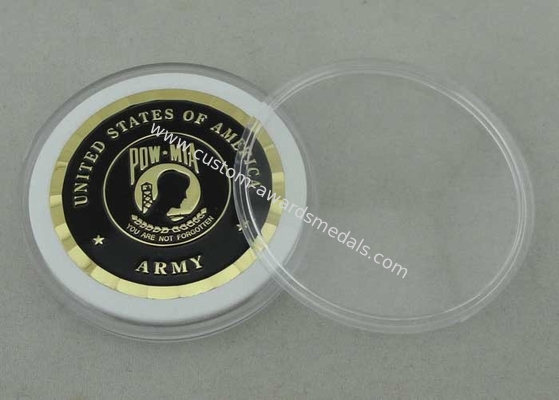 Gold 2.0 Inch Personalized Coins , Brass POW MIA Coin You Are Not Forgotten