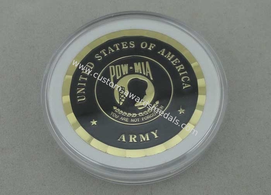 Gold 2.0 Inch Personalized Coins , Brass POW MIA Coin You Are Not Forgotten