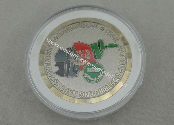 Two Tones Plating ISAF Military Brass Coin Soft Enamel 1.75 Inch