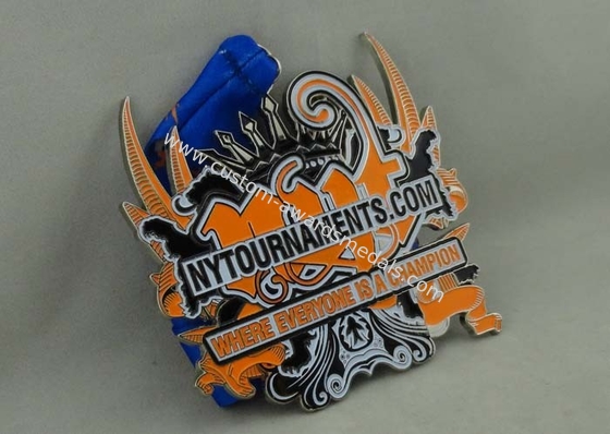 4.0 Inch Nytournaments Medal Soft Enamel Zinc Alloy 3.5 mm With Ribbon