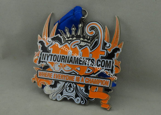 4.0 Inch Nytournaments Medal Soft Enamel Zinc Alloy 3.5 mm With Ribbon