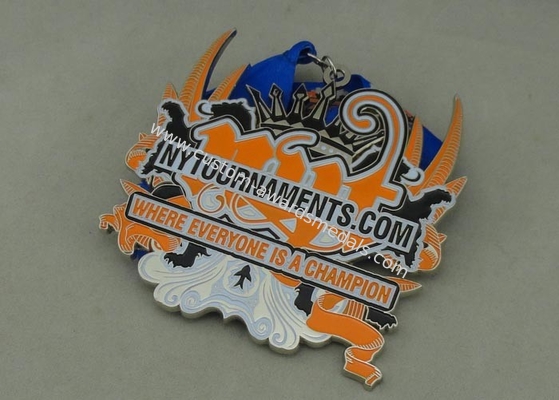 4.0 Inch Nytournaments Medal Soft Enamel Zinc Alloy 3.5 mm With Ribbon