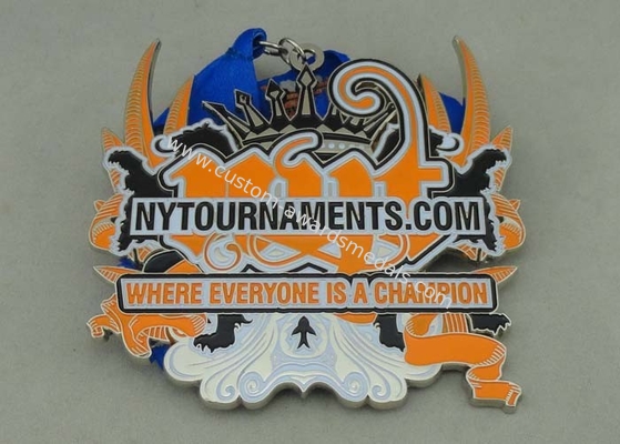 4.0 Inch Nytournaments Medal Soft Enamel Zinc Alloy 3.5 mm With Ribbon