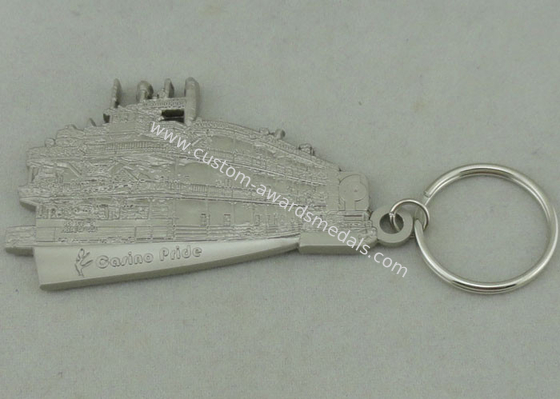 50.8 mm Zinc Alloy 3D Key Ring Silver Die Casting For Promotion