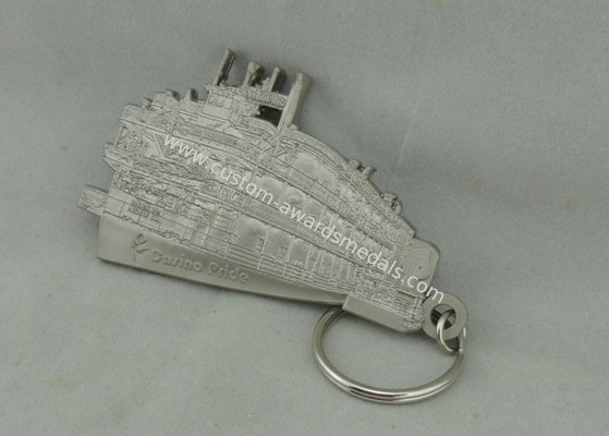 50.8 mm Zinc Alloy 3D Key Ring Silver Die Casting For Promotion