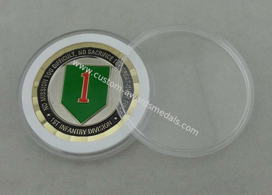 Soft Enamel Brass Personalized Coins , Two Tones Metal Colors US Army Division Coin