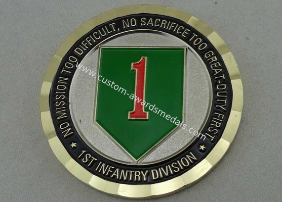 Soft Enamel Brass Personalized Coins , Two Tones Metal Colors US Army Division Coin