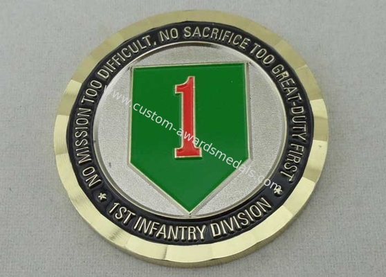 Soft Enamel Brass Personalized Coins , Two Tones Metal Colors US Army Division Coin