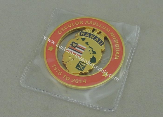 50.8mm Zinc Alloy Coin Custom Die Casting Gold Synthetic Enamel