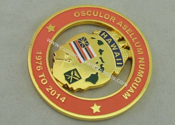 50.8mm Zinc Alloy Coin Custom Die Casting Gold Synthetic Enamel