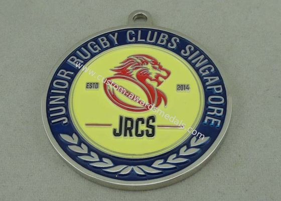 Shiny Nickel Enamel Medal , Zinc Alloy Die Casting Sports Badge