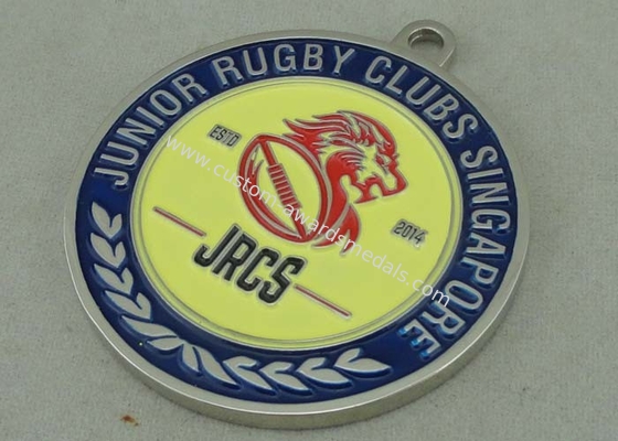 Shiny Nickel Enamel Medal , Zinc Alloy Die Casting Sports Badge