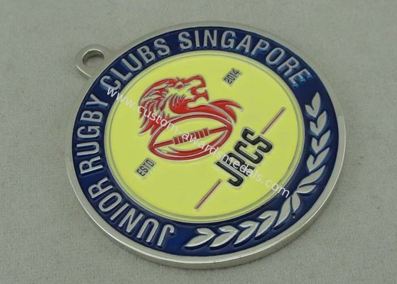 Shiny Nickel Enamel Medal , Zinc Alloy Die Casting Sports Badge