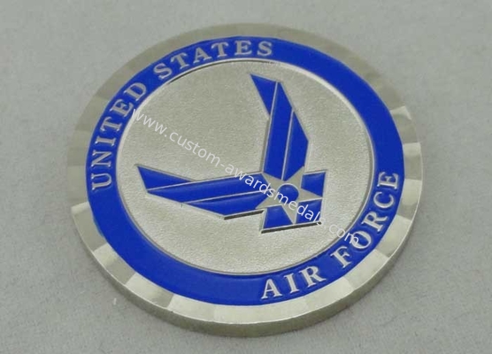 Silver Proof Personalized Coins Brass Die Stamped Synthetic Enamel For Army