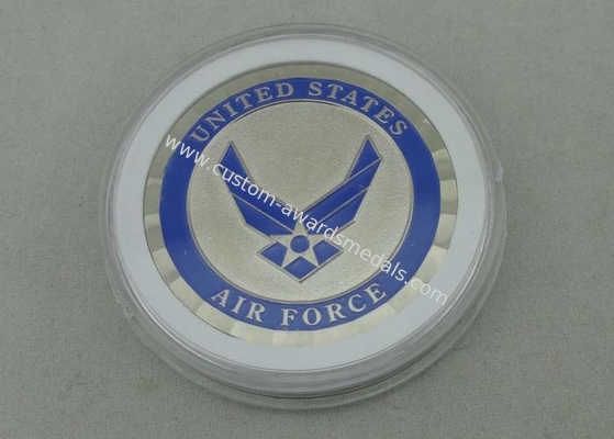 Silver Proof Personalized Coins Brass Die Stamped Synthetic Enamel For Army