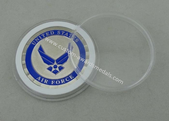 Silver Proof Personalized Coins Brass Die Stamped Synthetic Enamel For Army