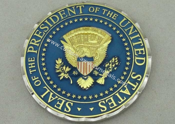 Double Tones Plating Custom Made Coins , Die Stamped Soft Enamel Copper President Coin