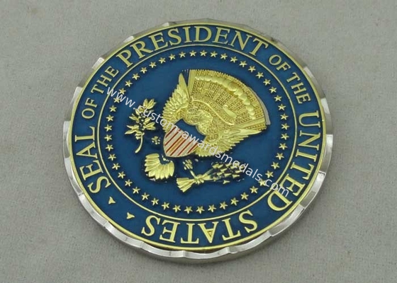 Double Tones Plating Custom Made Coins , Die Stamped Soft Enamel Copper President Coin