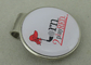 Brass Golf Cap Souvenir Badges , Epoxy And Clip Die Stamped Silver Badge